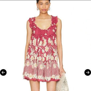 34. NWT Free People Intimately Bali Wild Daisy Slip In Rust- Renaissance Red